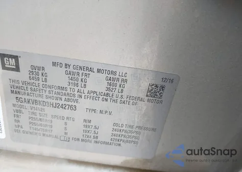 2017 Buick Enclave Leather из США, поврежденный, VIN 5GAKVBKD3HJ242763